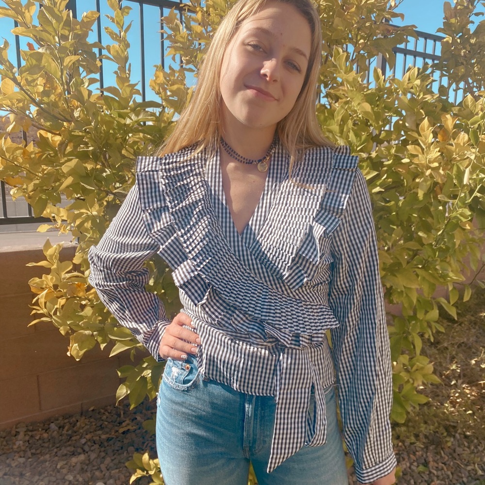 Ruffle Collar Wrap Top